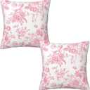 Pink and White Floral Throw Pillow Covers 18x18 Inches Set of 2, Decorative Vintage Chinoiserie Flower Pillow Case Farmhouse Cushion Covers for Sofa Bed Couch Living Room