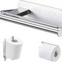 Toilet Paper Holder Wall Mount, Toilet Paper Storage Metal, Adhesive Rustproof Toilet Paper Roll Holder Wall Mounted, Large Roll Hanging Holder for Bathroom, Kitchen, Washroom RV (Silver)