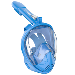 Full Face Snorkel Mask Adults,Dry-Top Snorkeling Gear with Camera Mount,Foldable 180-Degree Panoramic Scuba Mask for Snorkeling Diving Swimming Travel,Snorkel Mask Anti-Fog & Anti-Leak (Small/Medium, Blue)