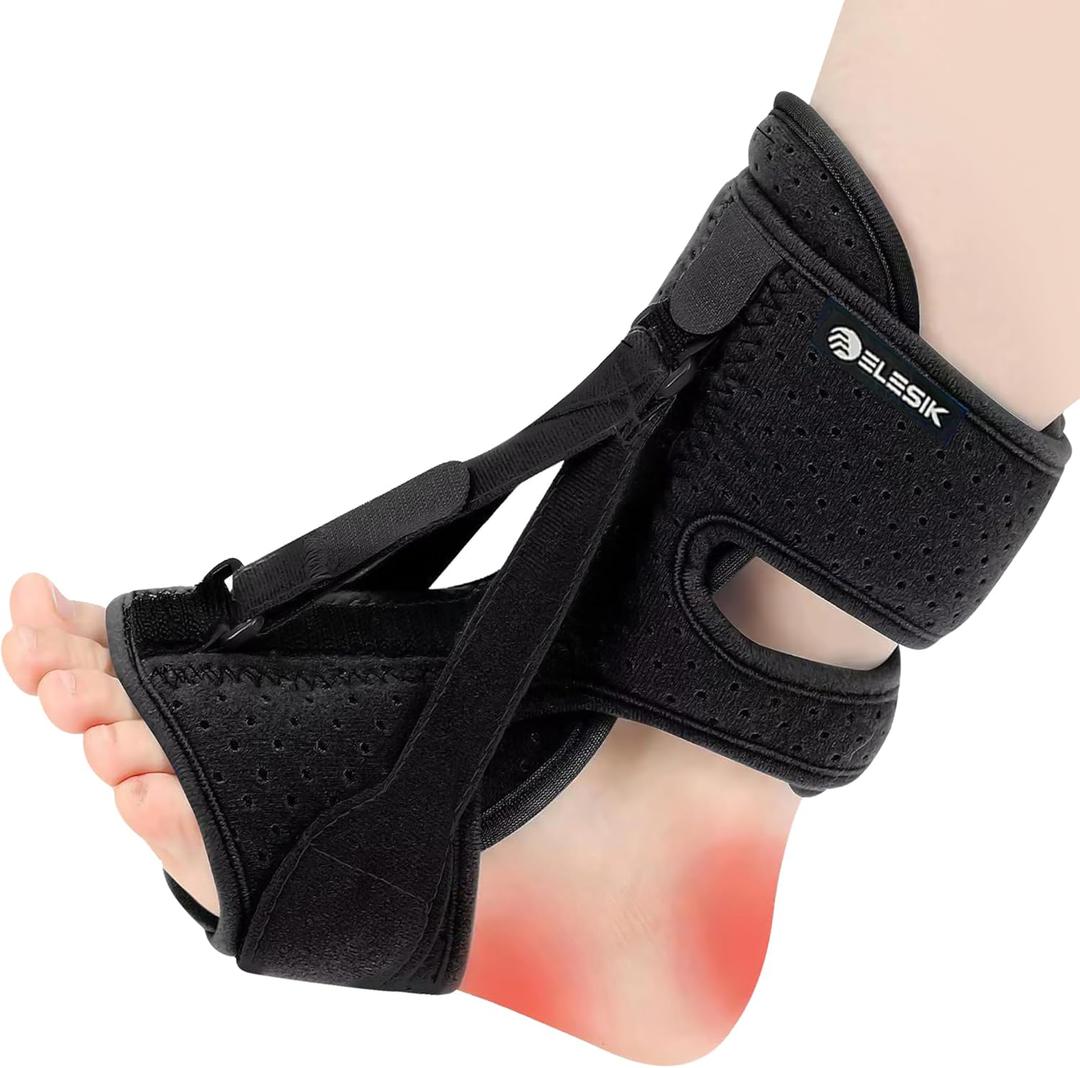ELESIK Plantar Fasciitis Night Splint and Brace, Upgraded Planters Facetious Relief, Foot Drop and Achilles Tendonitis Relief Brace. Night Splint for Plantar Fasciitis Women & Men, Black