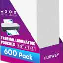 FURWEY 600 Pack Laminating Sheets, Holds 8.5 x 11 Inch Sheets, 3 mil, 8.9" x 11.4" Thermal Laminating Pouches Lamination Sheet Paper for Laminator, Clear, Letter Size, Office and School Supplies