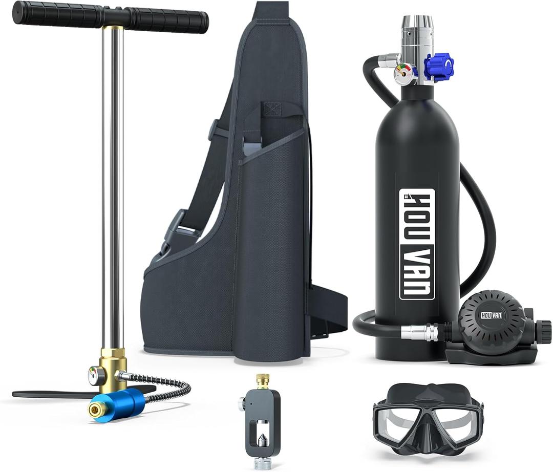 H400 Mini Scuba Tank 1.0L Scuba Tank Up to 20 Minutes Underwater Breathing Portable Diving Tank with On-Off Valve Reusable Pony Bottle for Underwater Exploration Emergency/Recreation