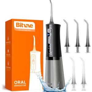 Bitvae Water Dental Flosser for Teeth, Cordless Water Teeth Cleaner Picks, 3 Modes 5 Intensities, IPX7 Waterproof, Rechargeable Water Dental Picks for Cleaning - Black (260ml, Black) Bitvae Water Dental Flosser for Teeth, Cordless Water Teeth Cleaner Picks, 3 Modes 5 Intensities, IPX7 Waterproof, Rechargeable Water Dental Picks for Cleaning - Black (260ml, Black)