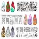 Nail Art Stamper Kit 12Pcs Stamping Template Nail Plates with 2 Nail Stamper 2 Scraper 1 Stamp Template Storage Bag Organizer