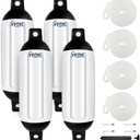 VEITHI 4.5/5.5/6.5/8.5/10/16 inch Boat Fenders 4 Pack,Ribbed Twin Eyes Vinyl Boat Bumpers Fenders,Boat Bumpers for Docking Come with Ropes Needles and Pump to Inflate