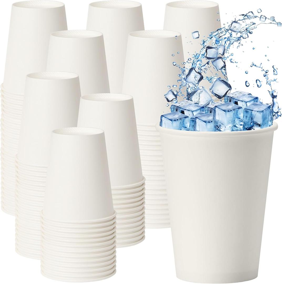 1000 Pack 12 oz Paper Cups - Disposable, White Hot Beverage Drinking Cups, Perfect for Party, Picnic, Travel, and Events