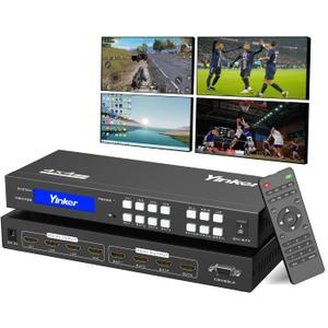 4K HDMI Matrix Switch 4x4, HDMI Matrix Switcher/Splitter 4 in 4 Out with Backlit Button, Support 4K@30Hz 4:4:4, IR Remote & RS232 Control, HDCP, EDID, RGB, YUV(Downscale 4K & 1080P Together)