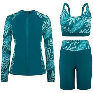 Arolina Womens Rash Guard Long Sleeve Swim Shirts Swimsuit 2025 Bathing Suit with Womens Swim Shorts & Two Pockets, Size 22 W Arolina Womens Rash Guard Long Sleeve Swim Shirts Swimsuit 2025 Bathing Suit with Womens Swim Shorts & Two Pockets, Size 22 W
