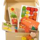 Tiny Land Montessori Toy Set for Babies 18-24 Months Investigator Play Kit- 4-in-1 Wooden Learning Toys with Color Sorting, Lacing Beads, Shape Matching, and Seasons Puzzles