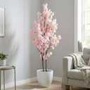 Artificial Pink Cherry Blossom Tree 7ft(84in) Faux Floor Green Plant for Indoor Decor Natural Potted Tree Realistic Cherry Flowers Wood Trunk for Home Living Room,Office Perfect Housewarming Gift
