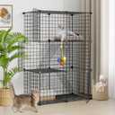 LotFun Cat Cages, 3-Tier Cat Enclosure DIY Kennel Detachable Patio Metal Wire Cat Playpen with Hammock for 2-3 Cats for Ferret, Squirrel and Small Animals (3-Tier28"L x 14"W x 42"H)