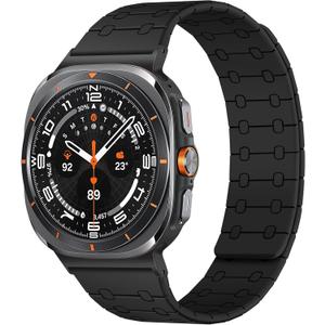 Amizee No Gap Band Compatible with Samsung Galaxy Watch Ultra (2025/2024) Band 47mm, 22mm Magnetic Sport Silicone Strap for Women Men, Black