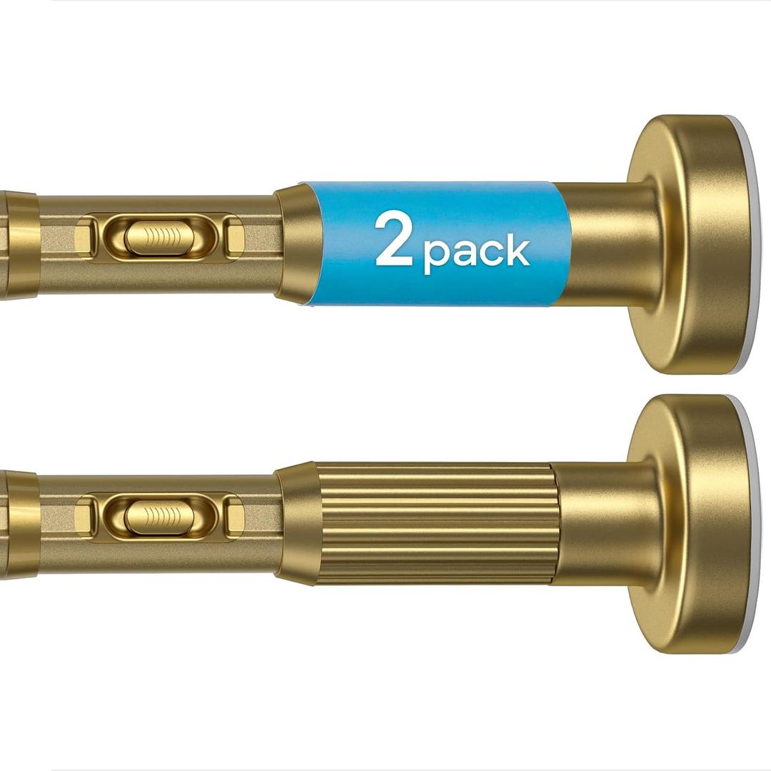2pack Tension Curtain Rod 41-126 In(4-10Ft),Long Shower Curtain Rods No Drilling Outdoor Tension Rods For Patio Gold Shower Rod For Window Or Bathroom，Rod Diameter 1.26in-One-Bond Stretching