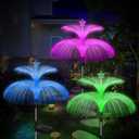 Solar Garden Lights 3 Pack New Upgraded Solar Lights Outdoor Waterproof 7 Color Changing Double Jellyfish and Star Flower Garden Decor Yard Lawn Christmas Outdoor,Gifts for Mother's Day Women