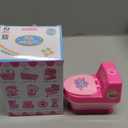 Play Toilet 1pc Simulation Mini Dolls 4.5Inch Mini Kids Girl Toilet Pink Electric Commode Dollhouse Decoration Mini House Prop Model Pretend Play Age for 3+