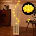 Tandefio Gold Floor Candelabra 9 Arm Pillar Candle Holder Metal 46.26 Inch Tall Candelabra with 12 Flameless Votive Candles Flickering Tall Candlestick Holder for Party Decorations