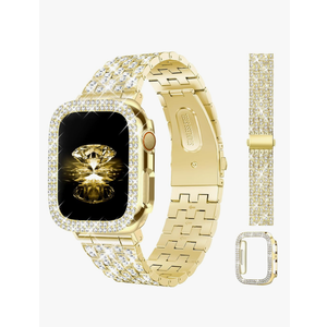 JR.DM Diamond Bands with Bling Case Women Compatible with Apple Watch 40mm 38mm 41mm 44mm 45mm 42mm 46mm 49mm Luxury Metal Bracelet Replacement Strap for iWatch Series Ultra/SE/10/9/8/7/6/5/4/3/2/1