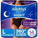 Always Discreet Adult Incontinence Overnight Underwear for Women, Large, Up to 100% Bladder Leak Protection,  (2 Packs of 16)