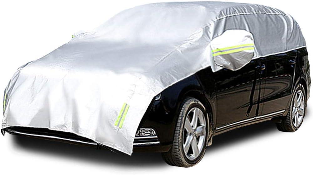 Half Car Cover All Weather Car Body Cover Sunshade Cover Snow Cover Waterproof Snowproof Universal 210D Oxford Fabric (Fit MPV/SUV Length 185'' to 195'')