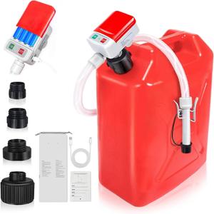 Fuel Transfer Pump with Auto-Stop Function,51'' Extra Long Hose,Battery or Usb Power Supply,3.2 Gpm4 Can Adapters,Safe And Leak Proof Gas Can Pump, Suitable for Petroleum, Gasoline, Diesel (Canister Not Included)