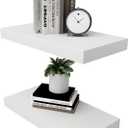 WELLAND Set of 2 Floating Shelves Wall Mounted Shelf, for Home Decor with 8" Deep (White, 15 inch)
