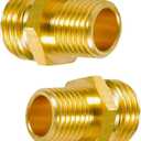 2 x AOPANDA Brass Pipe Fitting, Fitting With 1/2 NPT Male to 3/8 NPT Male Hexagon Thread, For Pneumatic Water Heater And Other Hose Joints. (2-Pack)