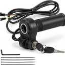 Full Twist Throttle Grip for Ebike 3 Pin,Electric Bike Throttle with Key Ignition, Universal Plug and Play Throttle for Upgrading Electric Scooter Trike Accessories Universal Voltage
