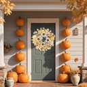 Realistic Fall Wreath with Light 26" Fall Wreaths for Front Door with Fall Leaves Berries Fall Leaves,Sunflower,Autumn Wreath Fall Decorations for Home Thanksgiving Halloween Decorations for Wall Door