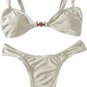 Floerns Women's Two Piece Bikini Sets High Waisted Swimsuit Cheeky Bathing Suit (White, S)