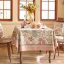 patdrea Designer Pink Linen Table Cloth for Sqaure Table,French Tablecloth with Birds Pattern,Small Colorful Decoration Cover for Kitchen Dining,Christmas,Party,Thanksgiving,55"x55"-Kulom a