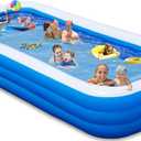 Extra Large Inflatable Pool with Pump, Lylting 158"x74"x22" Big Outdoor Blow Up Pool for Adults, Full Size Family Inflatable Swimming Pools for Backyard Home Garden Lawn Indoor Outdoor