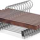 Nature Smile Wooden Pants Skirt Trousers Hangers with Clips (10Pcs Retro)