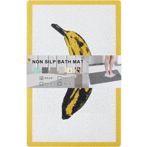 Nonslip Bathtub Mat, Anti Slip Bath Mat 0.4" Thick, Quick Dry Bath Tub Anti Slip Shower Mat, Loofah Non-Slip Bath Mat for Tub Bathroom Pool Kitchen Entryway Home Hotel(Banana 16x24)