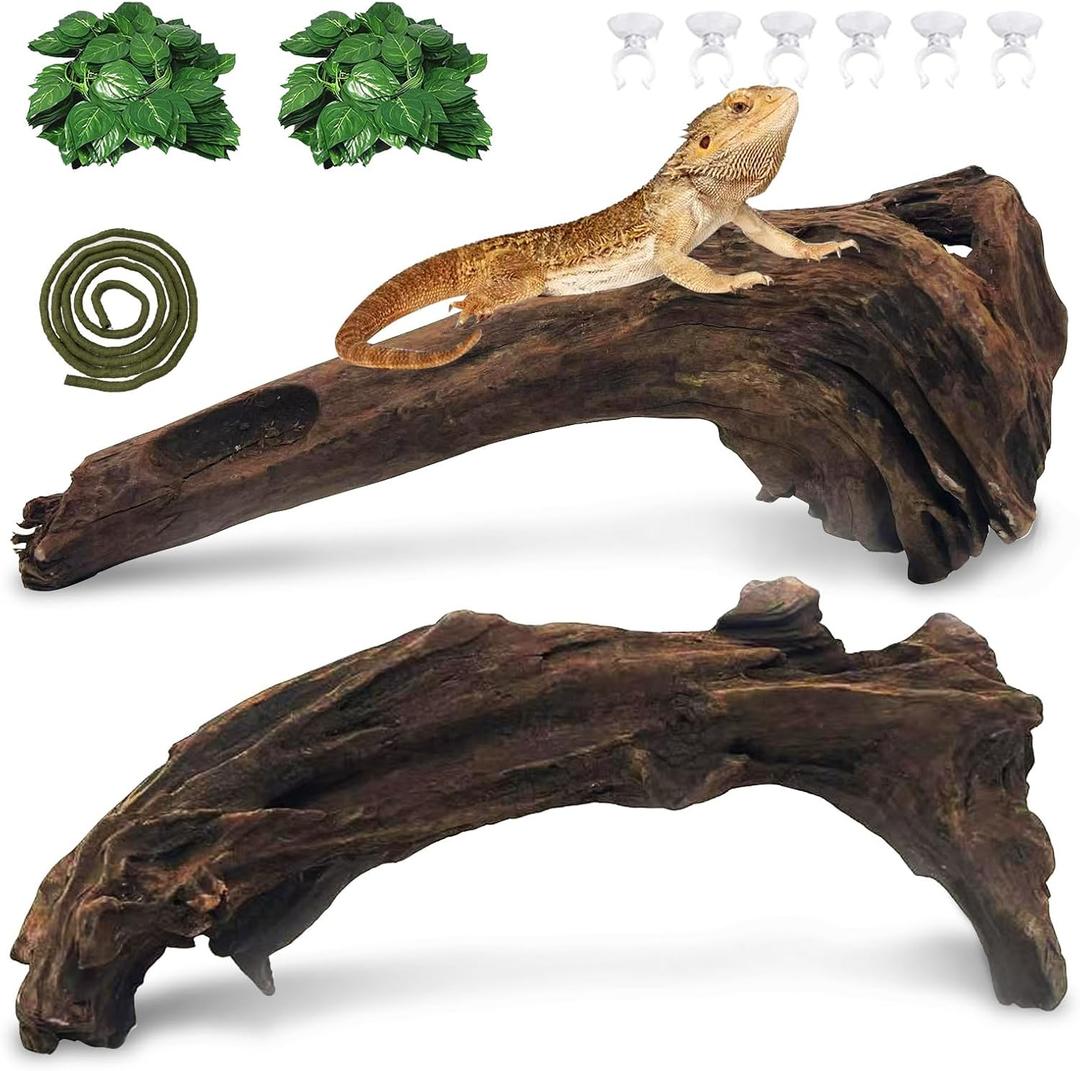 Hamiledyi Driftwood for Reptile Tank 7.87-11.81" Natural Bearded Dragon Wood Snake Climbing Branch Decor Assorted Driftwood Terrarium Accessories for Ball Python Gecko Lizard Chameleon Iguana (5PCS)