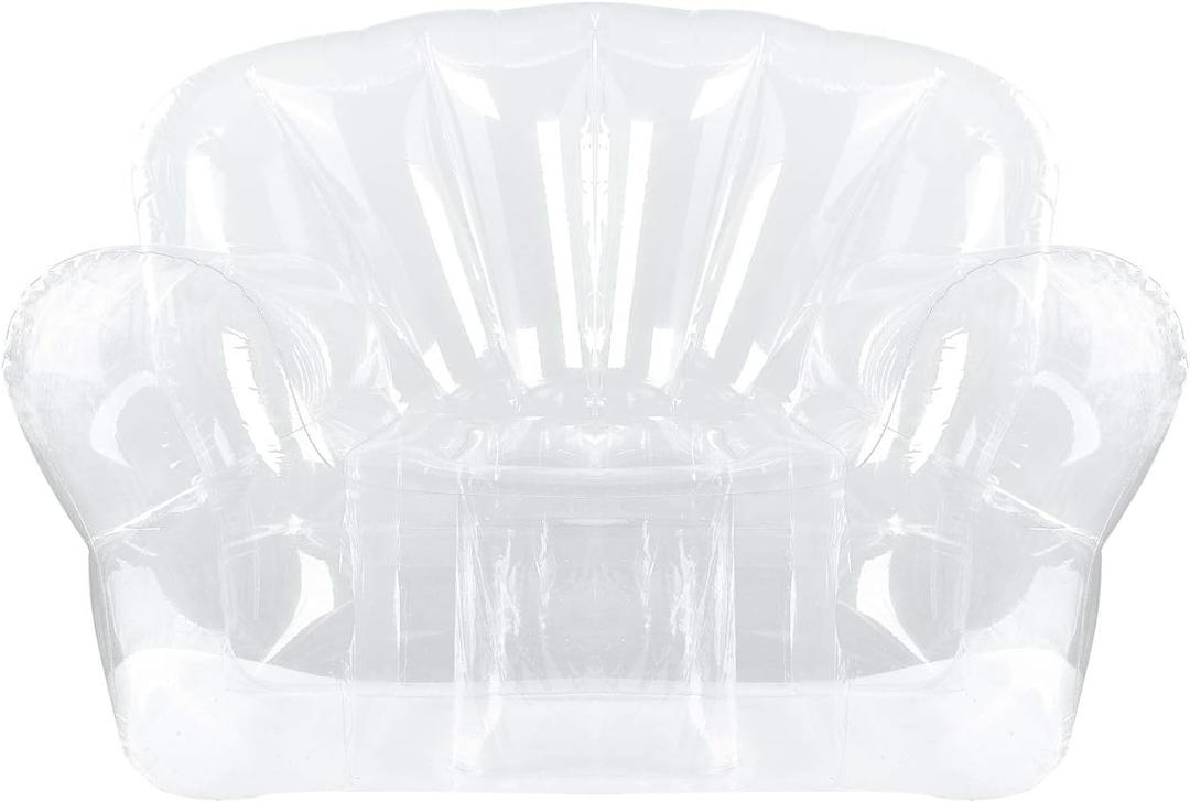 Inflatable Chair, Transparent Clear Blow Sofa Seat for Kids, Teens Room,Funny Indoor/Outdoor Furniture for Swimming Pool,Dorm,Yard,Parties & Events -100% Waterproof & Holds 220lbs