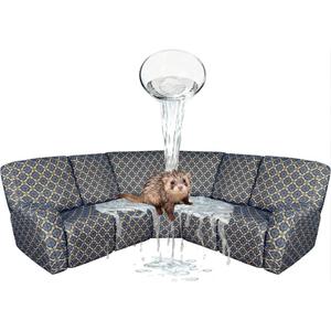 ALIECOM 100% Waterproof Sectional Recliner Couch Covers L Shape Printed Stretch Corner Reclining Sectional Sofa Cover Washable Pet Dog Recliner Slipcovers( blue and god)