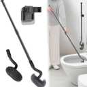 Wall Mounted Long Handle Toilet Brush Set with Holder and 2 Brush Heads Silicone and Stiff Bristle Toilet Bowl Scrubber Bathroom Brush Cleaning Tool for Home