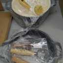 Cast Iron Dutch Oven for Sourdough Bread Baking, Pre-Seasoned 5QT Dutch Oven Pot with Lid, Include Proofing Basket, Silicone Sling & Dough Whisk (Black)