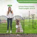 5 Panels Decorative Garden Fencing with Gate for Yard, 40in (H) x 11.8ft (L) No Dig Animal Barrier Fence, Rustproof Metal Wire Outdoor Dog Fences Panel Border with Temporary Ground Stakes