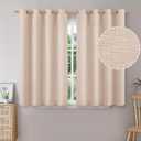 BGment Short Curtains for Bedroom,54 inch Length Faux Linen Curtains for Small Window Grommet Non-See Through Privacy Light Filtering Burlap Textured Kitchen Window,2 Panels,52 x 54 Inch,Light Peach