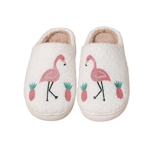NMHOO Flamingo Slippers for Womens Mens Fluffy Memory Foam Cute Kawaii Pink Flamingos Slipper House Shoes 44-45