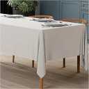 WEALUXE White Table Cloth for 6 Foot Rectangle Tables, 60x102 inches, Water, Stain and Wrinkle Resistant, 200 GSM Washable Poly Fabric Tablecloth Rectangular, Elegant and Durable