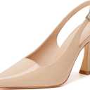 Susanny Slingback Kitten Heels Elegant Dressy Pumps for Women Closed Pointy Toe Sexy Chunky High Heels Wedding Bride Prom Party Dress Shoes (11, Nude)