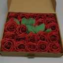 AmyHomie Artificial Flower Dark Red Rose 25pcs Real Looking Fake Roses w/Stem for DIY Wedding Bouquets Centerpieces Arrangements Party Baby Shower Valentines Day Christmas Tree Decorations