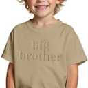 SOFEON Big Brother Shirt Toddler Baby Boy Promoted to Big Brother Puff Print T-Shirt Summer Short Sleeve Announcement Tees (Khaki)