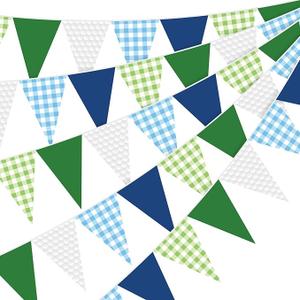 Pasimy 49.21 ft 60 Pieces Golf Party Pennant Banner Flags Decor Gingham String Triangle Flags for Birthday Baby Shower Golf Camp Bachelorette BBQ Party Decorations Supplies