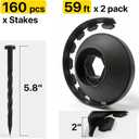 Landscape Edging for Garden Border, 118 FT 2-Inch Tall Plastic Edging Borders, Rubber No Dig Landscape Edging with 160 Stakes, Lawn Edging for Yard, Paver, Garden Bed, Landscaping