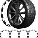 Tesla Model Y 21 Inch Wheel Rim Protector - Hubcaps ABS Rim, Guard Rim Hubcap Cover for Model Y Exterior Accessories(4 Wheels, Black)