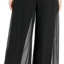 Alex Evenings Women's Straight Leg Jersey Pant with Flowy Georgette Panels, Medium, Black