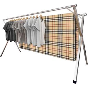 94.5in Premium Stainless Steel Clothes Drying Racks, Foldable and Adjustable Laundry Drying Rack Clothing for Indoor Outdoor (94.5" D x 28.4" W x 50.4" H)